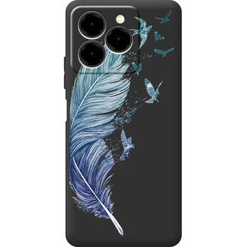 Силиконовый Черный Чехол с Картинкой для Ulefone Note 20 Pro Принт (Перо) (65172-ysb003)