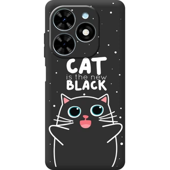 Силиконовый Черный Чехол с Картинкой для Tecno Spark Go 2024 Принт (Кот, Cat) (55276-ysb114)