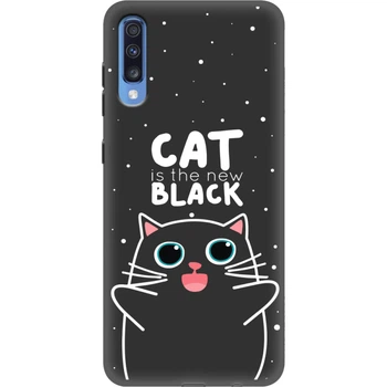 Силіконовий Чорний Чохол з Картинкою для Samsung Galaxy A70 (A705) Принт (Кіт, Cat) (36860-ysb114)