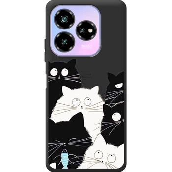 Силіконовий Чорний Чохол з Картинкою для ZTE Nubia V60 Design Принт (Котики) (58282-ysb005)