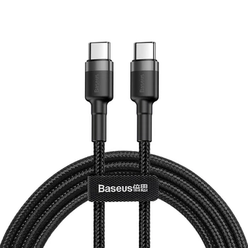 Зарядний кабель Baseus Cafule PD2.0 60W Type-C to Type-C 3A 1m Grey/Black (CATKLF-GG1)