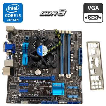 Комплект: материнская плата Asus P8H61-M EVO / Intel Core i5-3470 (4 ядра по 3.2 - 3.6 GHz) / Intel HD Graphics 2500 / Socket LGA1155 / Кулер BOX б/у