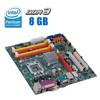 Комплект: Материнская плата Elitegroup G41T-M9 V1.0 / Intel Pentium E5800 (2 ядра по 3.2 GHz) / Intel GMA X4500 Graphics / Socket 775 / 8 GB DDR3 + Кулер б/у