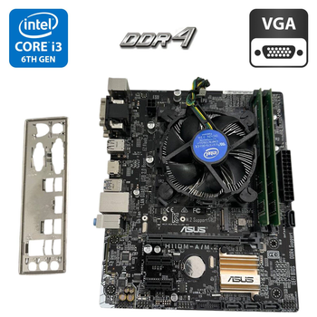 Комплект: материнская плата Asus H110M-A/M.2 / Intel Core i3-6100 (2 (4) ядра по 3.7 GHz) / Intel HD Graphics 530 / Socket LGA1151 / Кулер BOX б/у