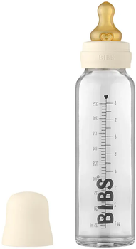 Детская стекляеная бутылочка BIBS 225 ml Baby Glass Bottle повный комплект Ivory, медленный поток