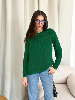 Джемпер Cotton ART KNIT, S-M смарагдовий 031428