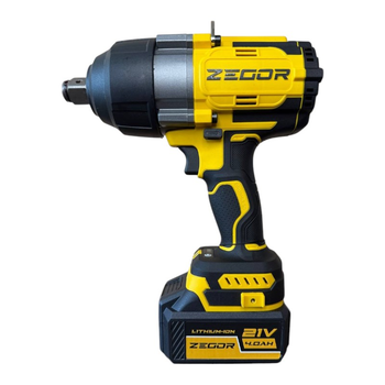 Гайковерт ударний акумуляторний з безщітковим двигуном ZEGOR SDP-21BL MAX (21 В, 1000 Нм, 0-2000 об/хв, 0-2500 уд/хв, 3/4", 4.0 Аг, кейс)