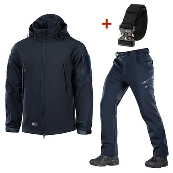 Костюм на флісі M-Tac Куртка та Штани Dark Navy Blue + Подарунок ремінь Кобра розмір 3XL
