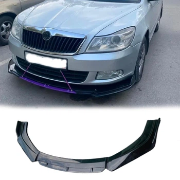 Пластиковая губа на бампер Skoda Octavia молдинг бампера юбка универсальная черная.