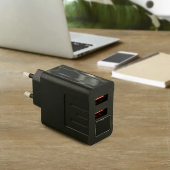 Адаптер на 2 USB с дисплеем и поддержкой fast charge CX QC03 черный 5в 2а