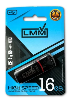Флешка USB 16GB LMM Classic черная USB 2.0 влагозащищенный корпус скорость до 480 Мбіт/с