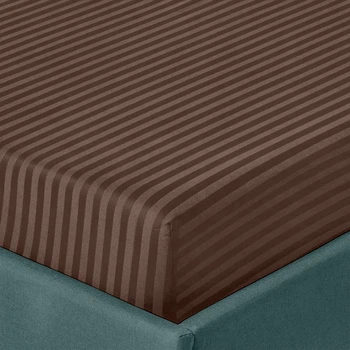 Простынь на резинке Zastelli Brown Stripes 1 см Сатин Полуторные 160х200 + 25 см Коричневая (2555000005862)