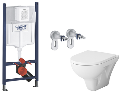 Комплект Інсталяція GROHE Rapid SL 2 в 1 388400WG + Унітаз підвісний AM.PM Hit CTA1700SC із сидінням Soft Close дюропласт