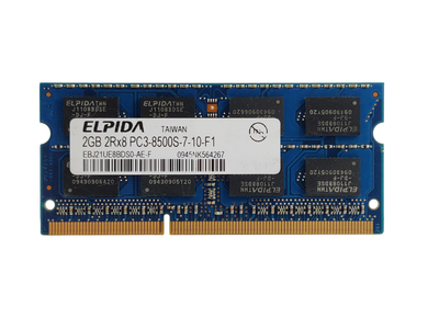 Оперативная память для ноутбука SODIMM Elpida DDR3 2Gb 1066MHz PC3-8500S (EBJ21UE8BDS0-AE-F) 14049 Б/У
