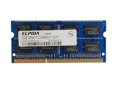 Оперативная память для ноутбука SODIMM Elpida DDR3 2Gb 1066MHz PC3-8500S (EBJ21UE8BDS0-AE-F) 14050 Б/У