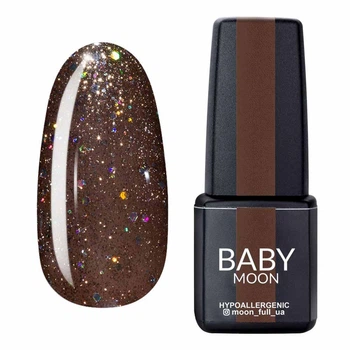 Гель-лак BABY Moon Dance Diamond №14 темный бежевый с разноцветным глиттером, 6 мл