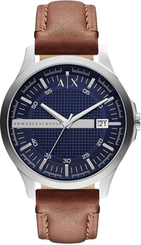 Часы мужские Armani Exchange Fashion с кожаным ремешком кварцевые аналоговые Коричневые (33-102-Ax2133)