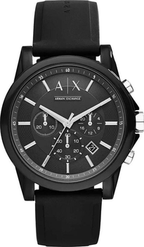 Часы мужские Armani Exchange Fashion с силиконовым ремешком кварцевые аналоговые Черные (33-102-Ax1326)
