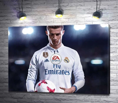 Картина Постать Кріштіану Роналду (Cristiano Ronaldo) на постері до гри "FIFA 18" 60x42 см Модуль №1 (003600)