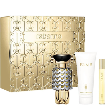 Набір для жінок Paco Rabanne Fame Intense Парфумована вода  50 мл + Лосьйон для тіла 75 мл + мініатюра 10 мл (3349668634996)