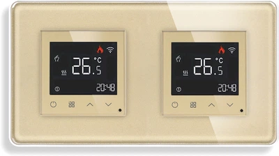 Двухзонный WiFi регулятор теплого пола 1DAL Золото, Закаленное стекло (G157D-TRX2.WF.GD)