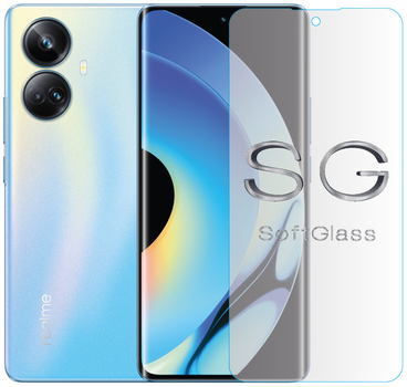 Бронепленка для Realme 10 Pro Plus 5G на экран износоустойчивая полиуретановая SoftGlass