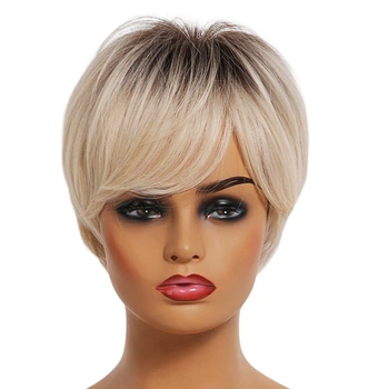 Парик короткий, натуральные синтетические волосы Blond