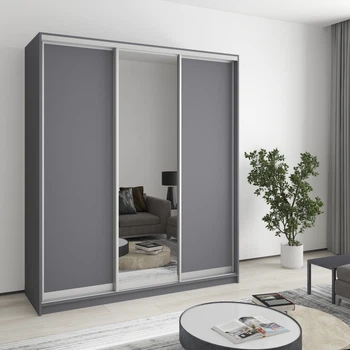 Шкаф-купе трехдверный MebelStar Комбо AL 2ДСП/Зеркало 180x45x240 см Антрацит (MBS-1681)