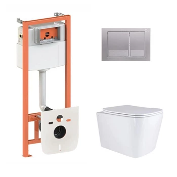 Подвесной унитаз Qtap Tern Ultra Quiet комплект инсталляции с клавишей смыва для ванной комнаты (600784)