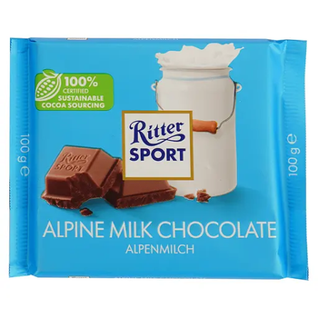Шоколад Ritter Sport молочный с альпийским молоком, 100 г