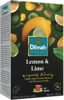 Чай черный пакетированный Dilmah Лимон и лайм 1.5 г х 20 шт