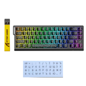 Механическая клавиатура на магнитных переключателях ATTACK SHARK X68HE с RGB подсветкой Black, ENG + наклейки UA\RU