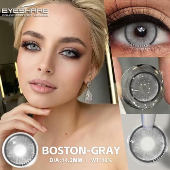 Лінзи кольорові Eyshare без діоптрій сірі Boston Gray + контейнер для зберігання