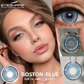 Лінзи кольорові Eyshare без діоптрій блакитні Boston Blue + контейнер для зберігання