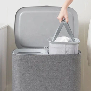 Раздельная корзина для белья HomePlus TOTA, 90 л, Cерая
