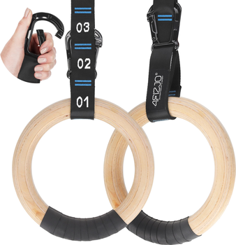 Гімнастичні кільця 4FIZJO дерев'яні, регульовані Black/Blue (P-5905973402743)