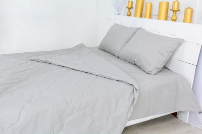 Літній постільний комплект MirSon №2452 Бавовна 16-5703 Light Gray ковдра 200х220 см + наволочки 2 х 50х70 см + простирадло 220x240 см (2200003094930)