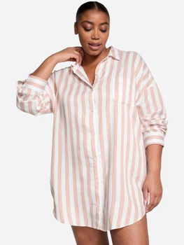 Нічна сорочка жіноча великого розміру Victoria's Secret 214887024 2XL Біла/Коричнева (1159830636)