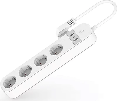 Розумний WiFI подовжувач 1DAL Мережевий фільтр 4 гнізда + 2xUSB + Type-C (Y902WU-GE)
