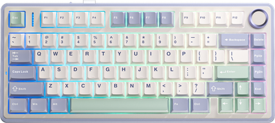 Клавіатура бездротова Aula F75 Gasket Greywood V3 Switch Hot-Swap PBT Wireless/Bluetooth/USB білий (6948391208640) 297238