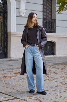 Плащ Uniqlo розмір L темно коричневе (471544)