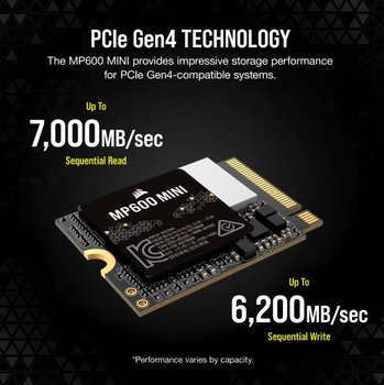 SSD накопитель Corsair Force MP600 MINI 1 TB (CSSD-F1000GBMP600MNR2), PCIe x4 Gen4, M.2 2230 – (up to 7000/6200 MB/s)