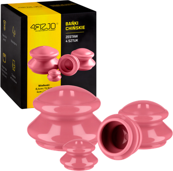 Вакуумні китайські антицелюлітні масажні банки 4FIZJO для тіла 4 шт Pink (P-5907739314925)
