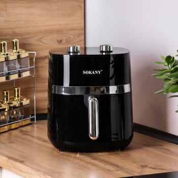 Многофункциональный аэрогриль SOKANY 6.5 л, фритюрница, 1500 Вт, черный компактное решение для вкусной и полезной кухни!