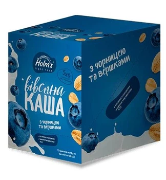 Упаковка Каши овсяной HOLM'S light food с черникой и сливками 40 г х 12 шт 480 г