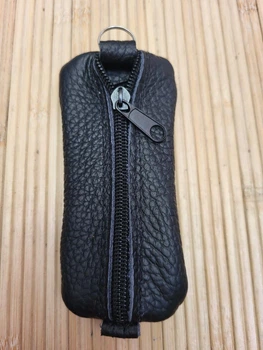 Футляр для ключей из кожи Чорний класика 12×5 см маленька