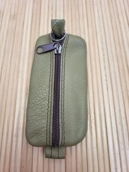 Футляр для ключей из кожи Оливка класика 12×5 см маленька