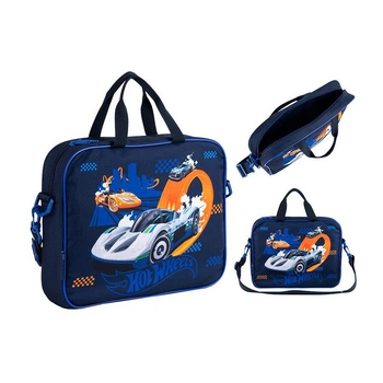 Сумка-портфель А4 Kite Hot Wheels "Машинки Хотвилс" 34х27х7 см тканевая синяя (HW25-589)