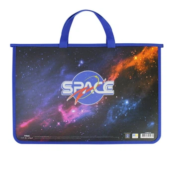 Портфель А4 MAXI Cool For School "Космос" на молнии пластиковый синий (MX30000-02)
