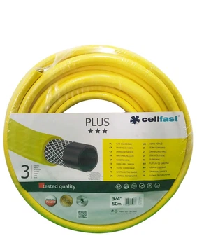 Шланг Cellfast PLUS для поливання 3-шаровий діаметр 18 мм бухта 50 м жовтий